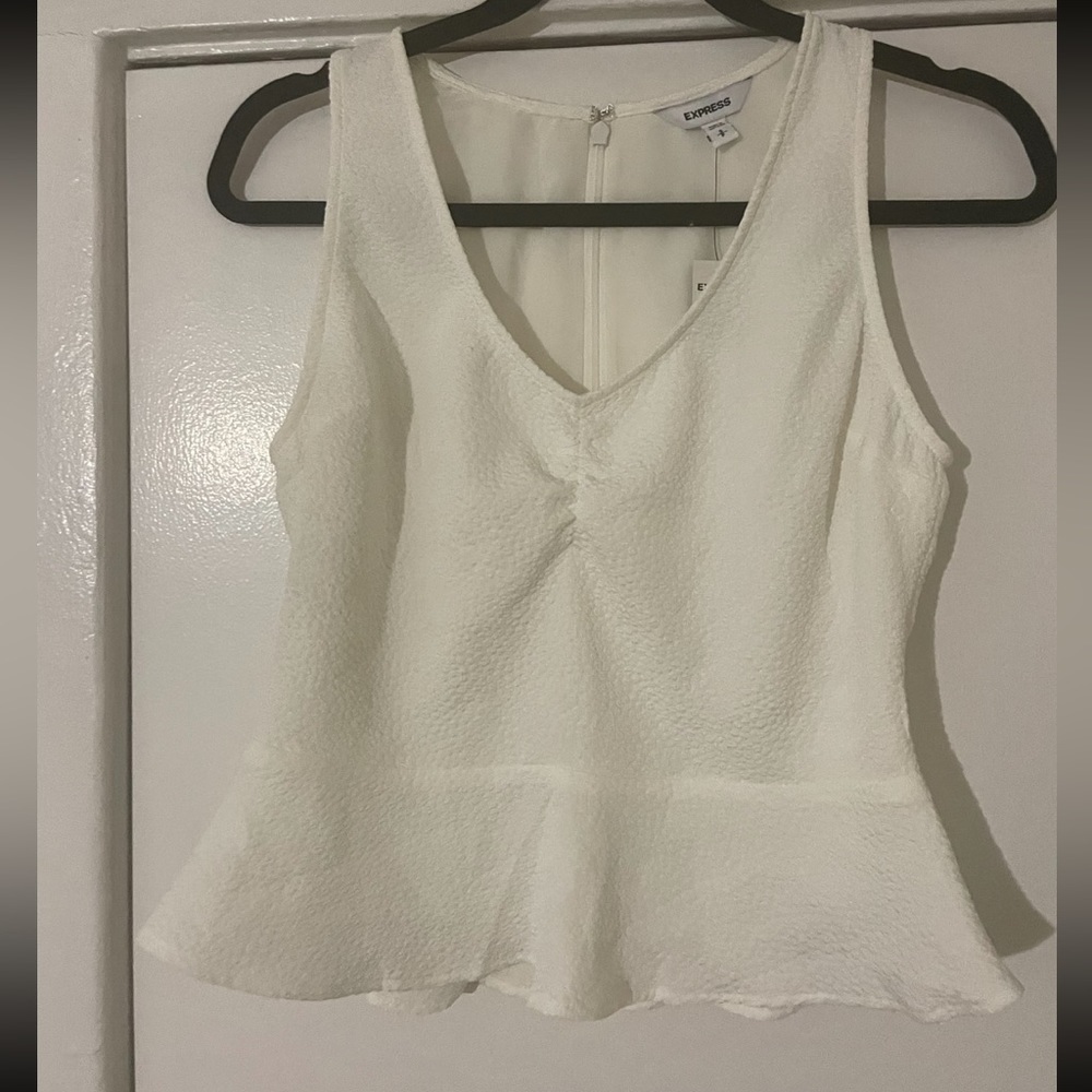 Express White Peplum Tank top‎ Size Small NWT
